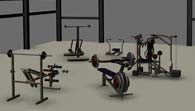 Fitness in Industriehal Mat Render